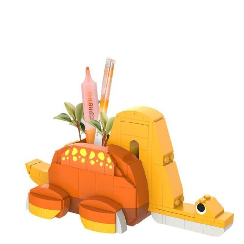 Bộ đồ chơi Khủng long Brachiosaurus JAKI JK5106 làm giá đỡ điện thoại và hộp bút, màu cam vàng, phù hợp bé trai bé gái 8 tuổi, giá tốt.