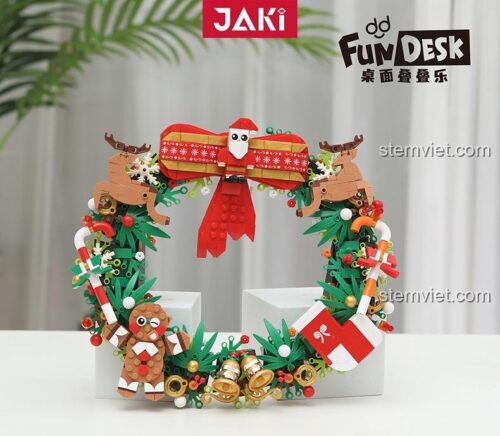 Hộp bộ xếp hình JAKI JK5118 Vòng hoa Giáng Sinh, đồ trang trí Giáng Sinh cho Con trai và Con gái 8 tuổi, chất lượng cao