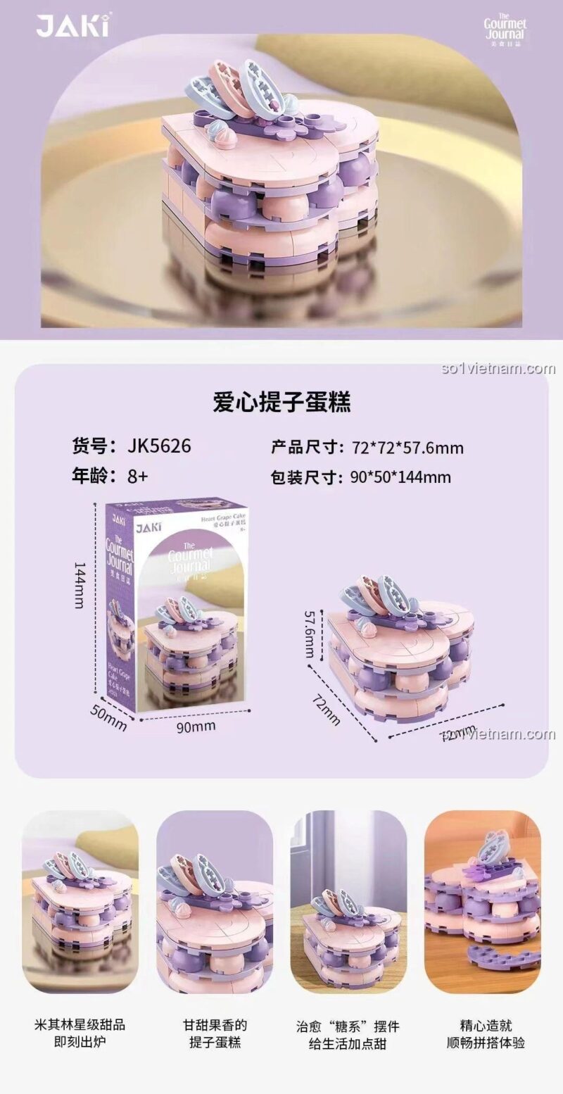 Chi tiết mô hình Bánh Nho Trái Tim JAKI JK5626