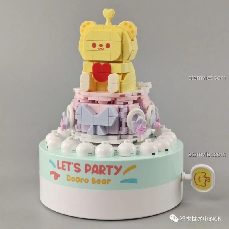 Bánh kem có nhạc JAKI Hộp nhạc Bánh kem gấu Dooro Bear 369 mảnh ghép màu vàng hồng tím trắng xanh lá cho bé gái 8 tuổi giá tốt
