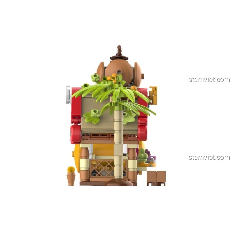 Mặt sau của mô hình Ngôi Nhà Hạt Dẻ Của Sóc JAKI, thể hiện các chi tiết trang trí và cấu trúc.