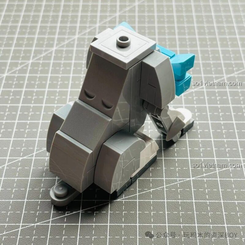 Lắp phần nơ xanh cho mô hình chó cưng JK 8130, bộ lắp ghép Chó Schnauzer và Husky, chi tiết tinh xảo, đáng tiền.