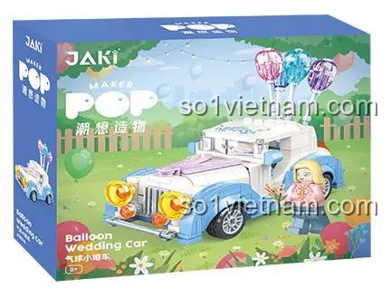 Hộp đồ chơi lắp ráp JAKI JK8308 Xe Cưới Bong Bóng, bộ lắp ghép cho bé gái 8 tuổi, giá tiết kiệm, với minifigure cô dâu.