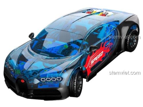 JAKI JK8808 Siêu xe Khái Niệm Phantom, đồ chơi lắp ráp siêu xe Bugatti, thiết kế vỏ trong suốt độc đáo, cho bé trai 8 tuổi