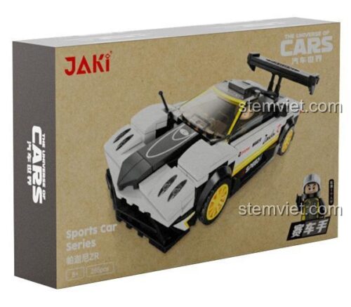 Hộp bộ lắp ghép JAKI JK9019 Xe Pagani ZR Kéo Lùi, chất lượng cao, 265 mảnh ghép, đồ chơi cho bé trai 6 tuổi.