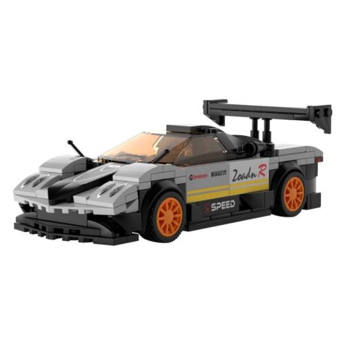 Bộ đồ chơi JAKI JK9019 Xe Pagani ZR Kéo Lùi, mô hình siêu xe thể thao màu xám đen cam, 265 chi tiết, dành cho bé trai 6 tuổi, giá tốt.