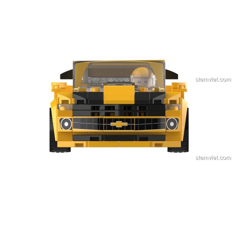 Mô hình JAKI JK9026 Xe Chevrolet Camaro Vàng từ phía trước, chi tiết đèn và lưới tản nhiệt
