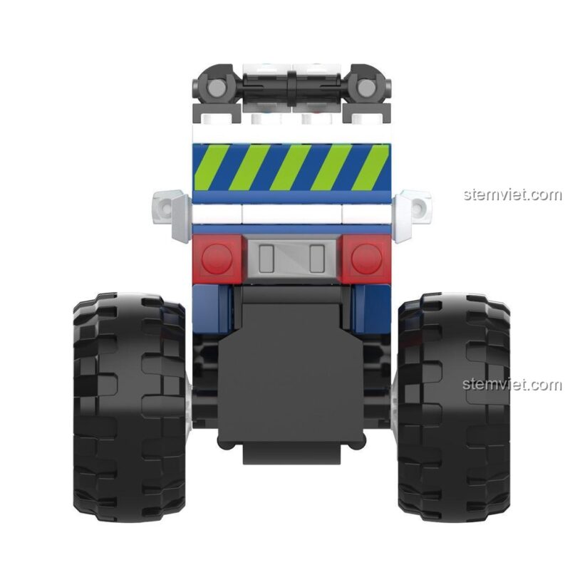 Mặt trước của Monster Truck Cảnh Sát JK 9032, một bộ xếp hình Xe Cảnh Sát Bánh To ấn tượng.