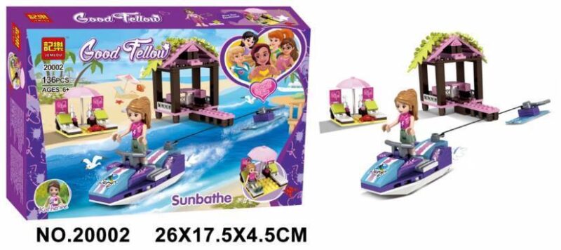 Bộ đồ chơi lắp ráp JEMLOU 20002 Bãi biển Nắng Vàng, mô hình khu nghỉ dưỡng bãi biển cho bé gái 6 tuổi, giá tốt.