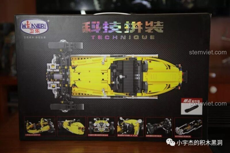 Mặt trên hộp bộ lắp ráp JEMLOU 7065 Xe Ba Bánh Cổ Điển Morgan, đồ chơi lắp ghép tỉ lệ 1:8 cho bé trai, giá bình dân.