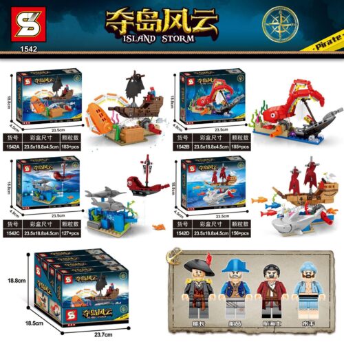 Bộ lắp ghép Tàu Cướp Biển Bạch Tuộc Đào Đất Jia Zhi SY 1542B, đồ chơi lắp ráp mô hình cướp biển cho bé trai 6 tuổi, giá rẻ, khám phá cuộc chiến đại dương.