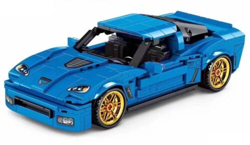 Bộ lắp ráp Xe Chevrolet Corvette Z06 Jia Zhi 8306 màu xanh dương, mô hình siêu xe thể thao cho bé trai 6 tuổi, chất lượng cao, giá tốt.