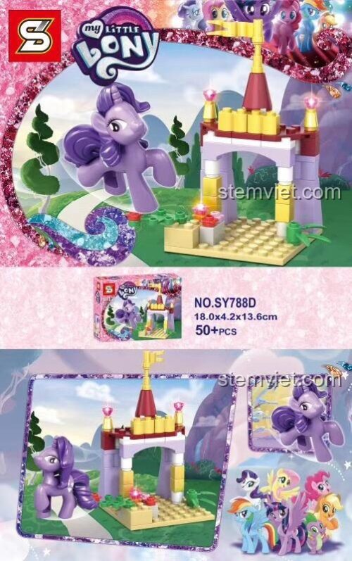 Mô hình My Little Pony SY788D của Jia Zhi Shengyuan, đồ chơi xếp hình My Little Pony, giúp bé gái 6-12 tuổi phát triển tư duy sáng tạo.