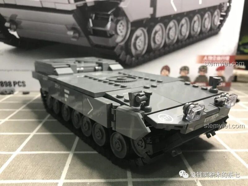 Pháo chính 120mm của mô hình Xe Tăng Leopard 2A7+ Jiazhi SY 0104, đồ chơi xây dựng xe tăng.
