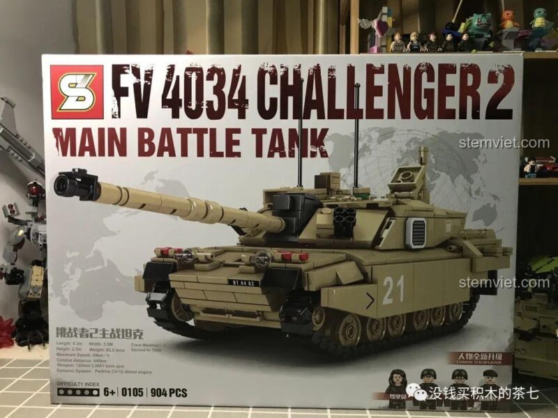 JIAZHI SY 0105 Xe Tăng Challenger 2, bộ lắp ghép xe tăng chiến đấu chủ lực, mô hình quân sự cho bé trai 6 tuổi, chất lượng cao.