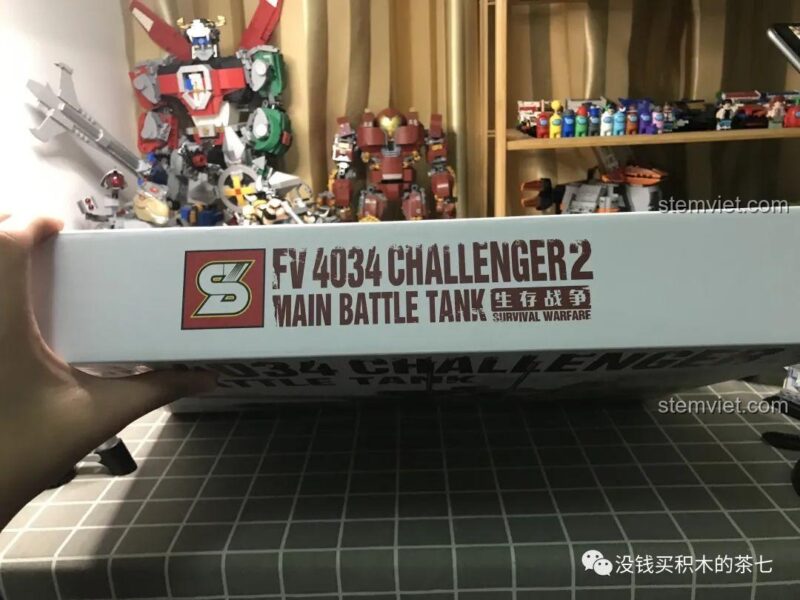 JIAZHI SY 0105 Xe Tăng Challenger 2, bộ xếp hình xe tăng chủ lực, nắp động cơ mở được, đồ chơi giáo dục cho bé trai.