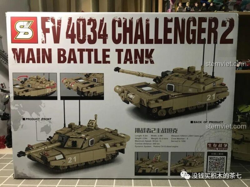 JIAZHI SY 0105 Xe Tăng Challenger 2, đồ chơi mô hình xe tăng chiến đấu, hệ thống treo độc đáo, phù hợp bé trai.