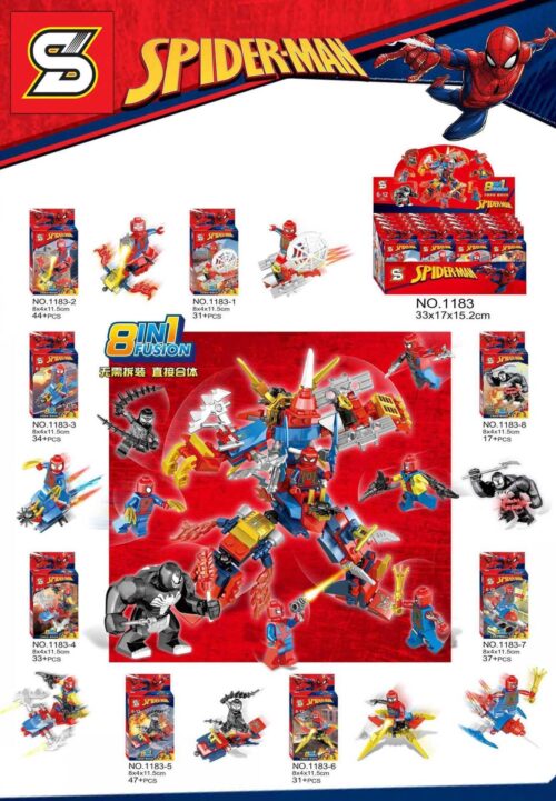 Bộ lắp ráp Người Nhện JIAZHI SY Block 1183 8 trong 1, đồ chơi mô hình Người máy Người Nhện cho bé trai 6 tuổi, giá tốt.