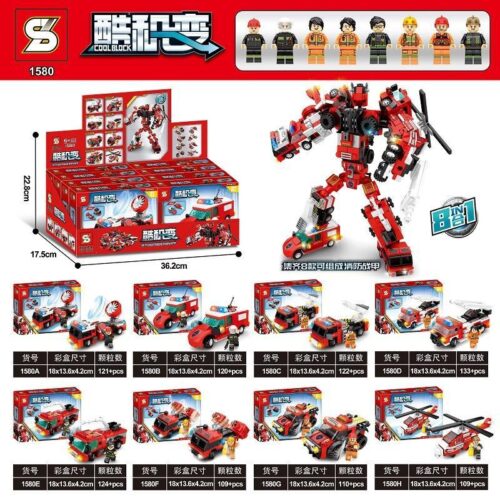 Bộ đồ chơi Robot Chiến Giáp Cứu Hỏa JIAZHI SY 1580, hộp sản phẩm lớn với 948 mảnh ghép, phù hợp cho bé trai 6 tuổi, giá tốt.