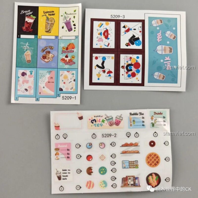 Bộ decal dán chi tiết cho Mô hình kiến trúc cửa hàng JIAZHI SY 5209, tăng thêm vẻ sống động và chân thực cho mô hình.