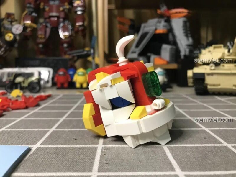 Các mảnh ghép màu trắng của bộ lắp ghép Robot Phong Thủy, đồ chơi xây dựng Mech Phong Thủy, chất liệu nhựa ABS an toàn.