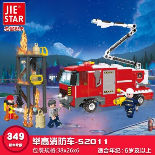 Bộ lắp ráp Xe Cứu Hỏa Cầu Thang JIE STAR 52011 cho bé trai 6 tuổi, đồ chơi mô hình Anh Hùng Chữa Cháy giá tốt
