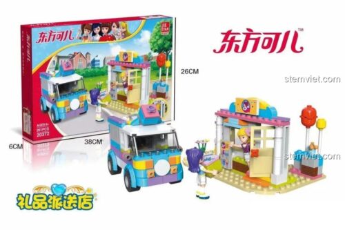 Hộp bộ lắp ghép JIESTAR 20372 Cửa hàng giao quà tặng, đồ chơi mô hình xe giao hàng cho bé gái 6 tuổi, giá tiết kiệm