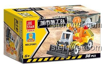 Hộp bộ lắp ghép JIESTAR 21001 Xe Ủi Đất, 38 mảnh, phù hợp bé trai 6 tuổi, đồ chơi xây dựng giá tốt.