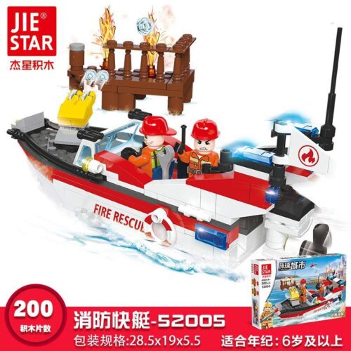 Bộ đồ chơi Thuyền cứu hỏa JIESTAR 52005 cho bé trai 6 tuổi, đồ chơi lắp ráp chất lượng cao giá tốt
