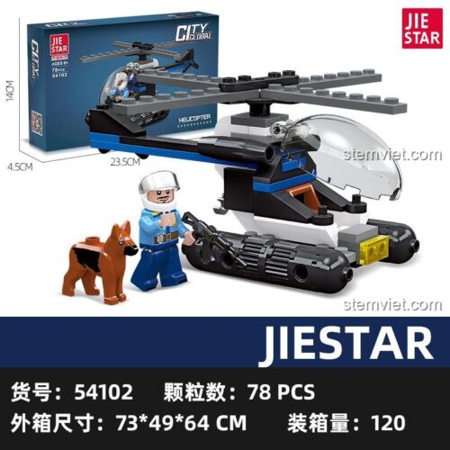Đồ chơi lắp ráp Máy Bay Trực Thăng Cảnh Sát JIESTAR 54102, mô hình trực thăng cảnh sát có kích thước chi tiết, cho bé trai 6 tuổi