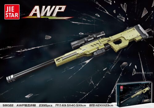 Hộp bộ lắp ráp Súng bắn tỉa AWP JIESTAR 58022, đồ chơi mô hình JIESTAR 58022 cho bé trai 6 tuổi