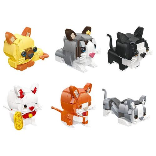 Bộ lắp ghép Mèo cưng JIESTAR 58109, bộ 6 mẫu mèo đáng yêu, đồ chơi lắp ráp cho bé gái 6 tuổi, giá tốt