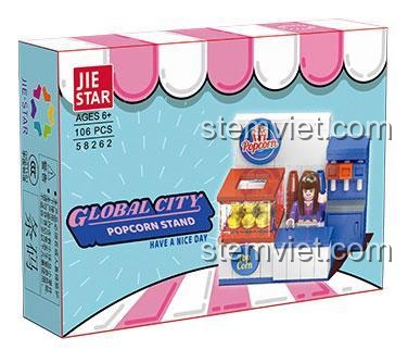 Hộp đồ chơi mô hình JIESTAR 58262 Tiệm bỏng ngô mini, 106 chi tiết.