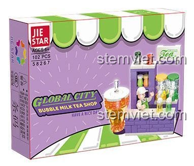 bộ lắp ghép Cửa hàng trà sữa trân châu JIESTAR 58267 cho bé gái 6 tuổi, giá rẻ