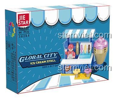 Hộp đồ chơi xếp hình JIESTAR 58269, bộ lắp ghép Cửa hàng kem mini JIESTAR cho bé gái.