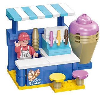 bộ lắp ghép Quầy bán kem JIESTAR 58269 cho bé gái 6 tuổi, mô hình cửa hàng kem mini giá rẻ.