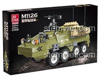 Hộp đồ chơi lắp ráp JIESTAR 61030 Xe Bọc Thép Vận Tải M1126 Stryker, bộ xếp hình quân sự cho con trai 6 tuổi, chất lượng cao.