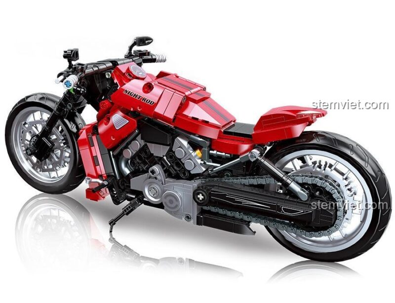 đồ chơi mô hình Xe mô tô Night Rod JIESTAR 91020 màu đỏ, thiết kế mạnh mẽ, phù hợp con trai 6 tuổi