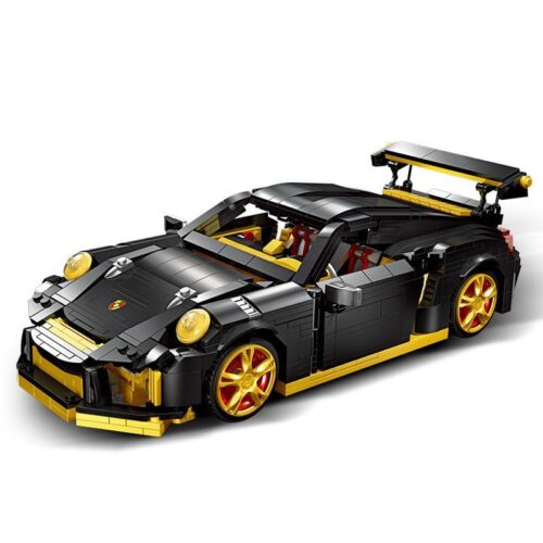 Mô hình lắp ráp siêu xe Porsche 911 GT3 JIESTAR 92000 màu đen vàng, đồ chơi cho con trai 6 tuổi giá rẻ.