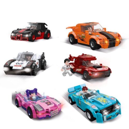 Bộ đồ chơi JIESTAR 92500 Xe Đua Cuồng Dã 6 Kiểu với 666 mảnh ghép, bao gồm 6 mẫu xe đua và 6 minifigure đầy màu sắc, phù hợp cho bé trai và bé gái 6 tuổi, giá tốt.