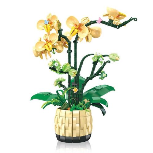 Mô hình Chậu Hoa Lan Lắp Ráp JIESTAR JJ9067 màu vàng thanh tao, bộ lắp ghép 971 mảnh cho bé gái 6 tuổi.