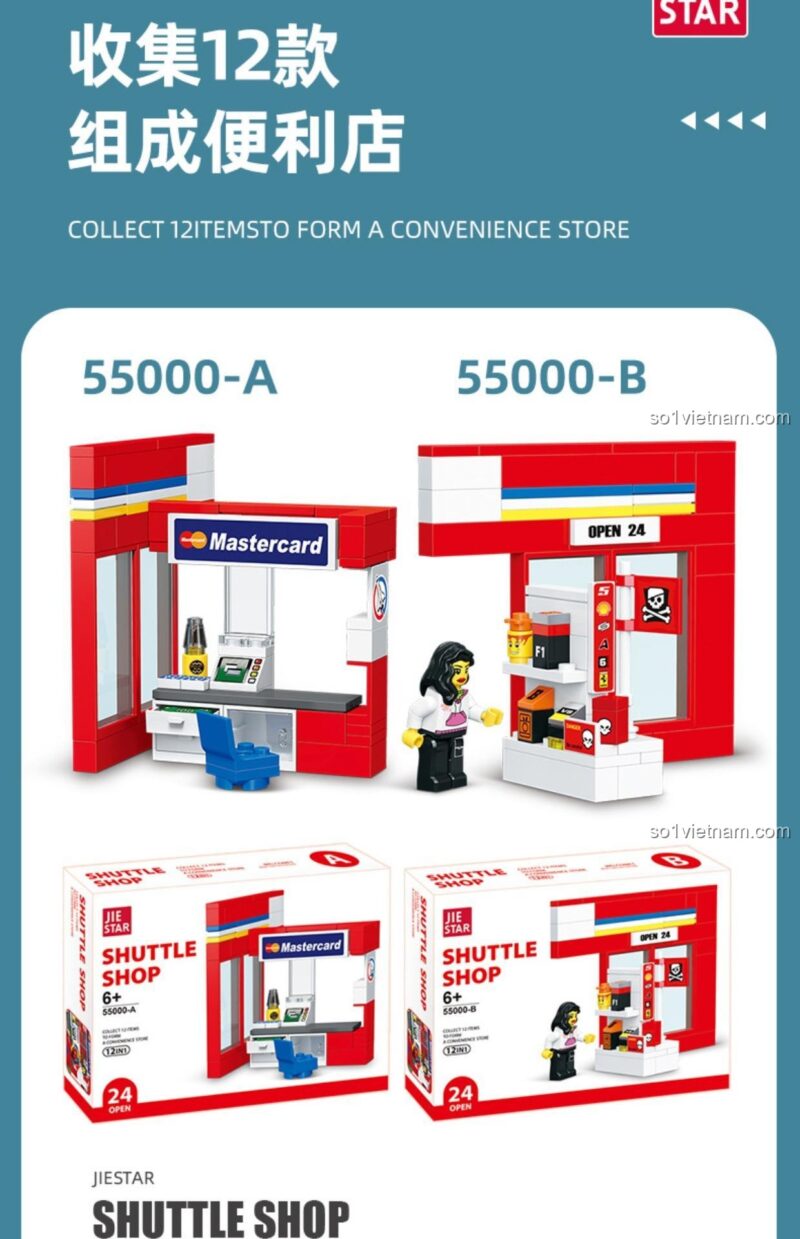 Bộ đồ chơi Cửa hàng tiện lợi 24h JIESTAR 55000 chủ đề thành phố