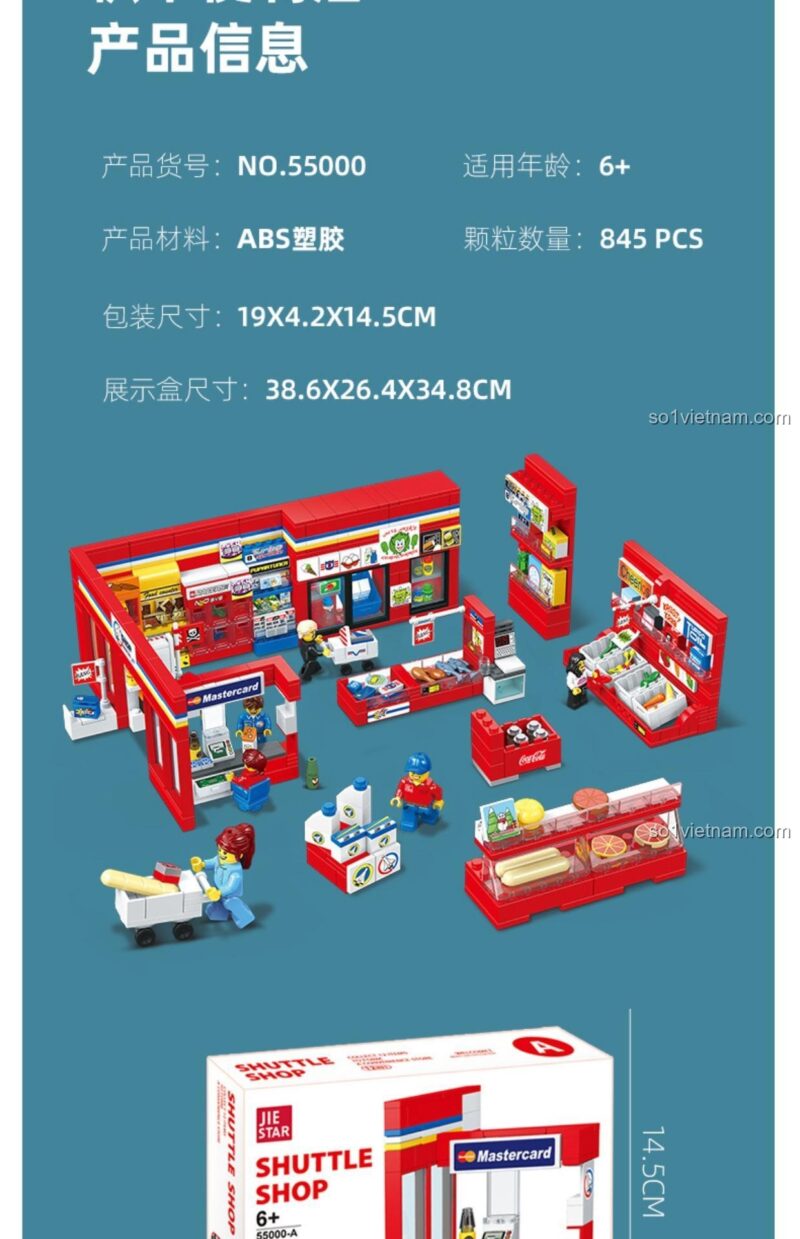 Hộp sản phẩm B của bộ đồ chơi Cửa hàng tiện lợi 24h JIESTAR 55000