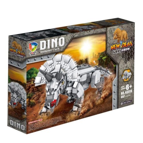 Hộp bộ lắp ghép Khủng Long Ba Sừng JIQILE 43019, đồ chơi mô hình Triceratops lắp ráp cho bé trai 6 tuổi, giá tốt.