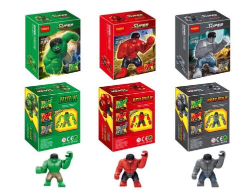 Bộ đồ chơi lắp ráp JiSi 0144 Bộ 3 Người Khổng Lồ Hulk, Người Khổng Lồ Xanh, Người Khổng Lồ Đỏ, Người Khổng Lồ Xám, đồ chơi siêu anh hùng cho bé trai 6 tuổi, giá tốt.