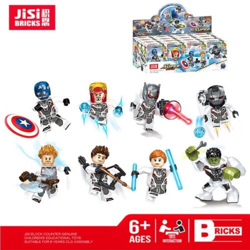 Bộ đồ chơi Minifigure Siêu Anh Hùng Avengers Endgame JiSi 0322 với 8 nhân vật trong chiến giáp lượng tử, phù hợp bé trai 6 tuổi, giá tốt.