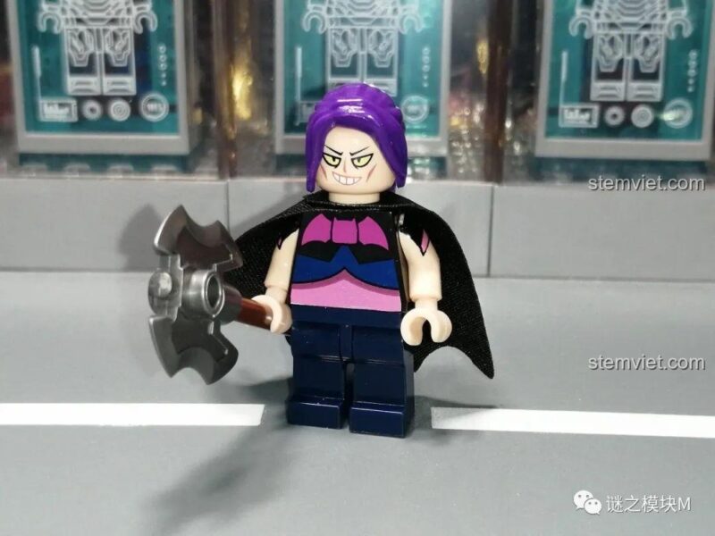 Minifigure Shelly chi tiết từ bộ Brawl Stars JiSi 1701, đồ chơi lắp ráp nhân vật game Brawl Stars.
