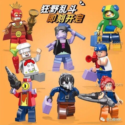 Bộ lắp ghép Minifigure Brawl Stars JiSi 1704, tập hợp các nhân vật game Brawl Stars sống động, đồ chơi cho bé trai và bé gái 6 tuổi