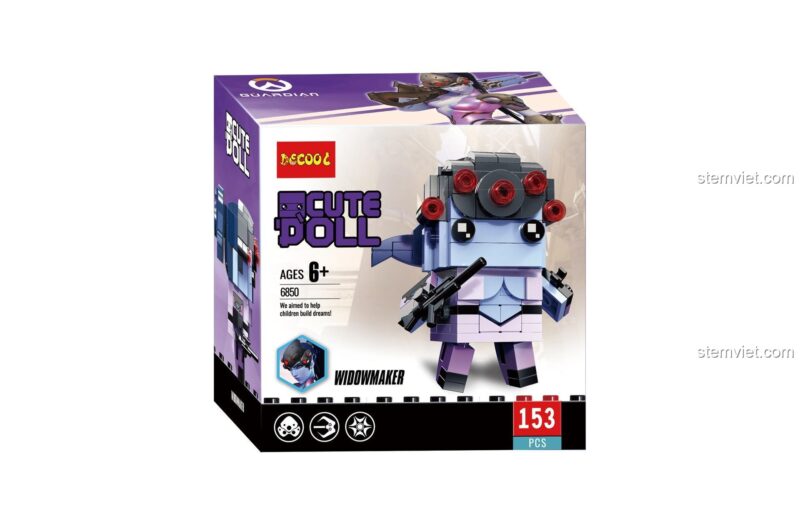 Trọn bộ sưu tập đồ chơi mô hình Decool 6850 Cute Doll Overwatch, bao gồm D.VA, Hanzo, Pharah, Widowmaker, Reinhardt, Tracer.