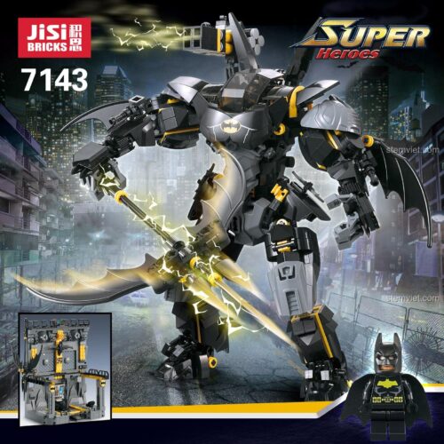 Mô hình Người Dơi Bat Mech JiSi 7143 đang chiến đấu, đồ chơi mô hình Robot Người Dơi với sức mạnh vô song, phù hợp bé trai 14 tuổi.